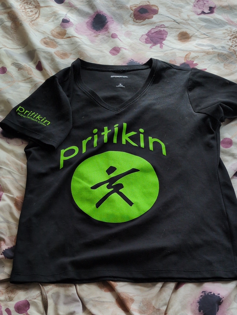 Athletic Sport-tek Black Short Sleeve Tee with Green Logo Medium